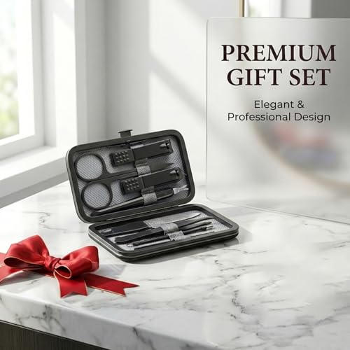 Manicure Set Nail Clipper Kit, 9-Piece Stainless Steel Nail Grooming Tools with Travel Case, Professional Fingernail and Toenail Care Kit for Home, Travel, Personal Grooming Grey - color: Grey