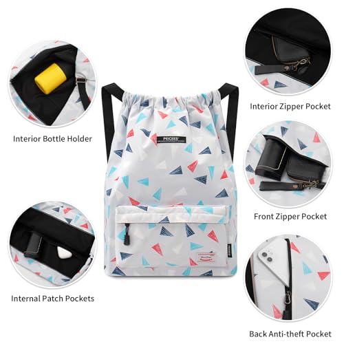 Peicees Waterproof Drawstring Sport Bag Lightweight Sackpack Backpack for Men and Women | Waterproof - color: X_diamond