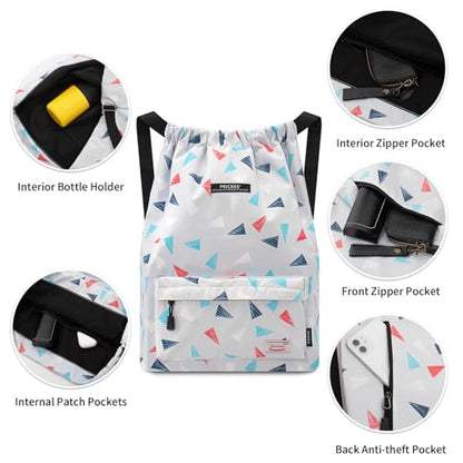 Peicees Waterproof Drawstring Sport Bag Lightweight Sackpack Backpack for Men and Women | Waterproof - color: X_diamond