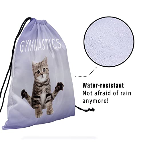 Gymnastics Grip Bag for Gymnasts Gymnastic Drawstring Bag Gym Athlete Bag - color: Purple Gymnastics Cat, size: 9.25" x 12" (Pack of 1)