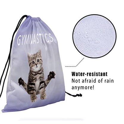 Gymnastics Grip Bag for Gymnasts Gymnastic Drawstring Bag Gym Athlete Bag - color: Purple Gymnastics Cat, size: 9.25" x 12" (Pack of 1)