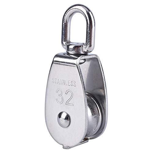 32mm Stainless Steel Single Wheel Pulley Block Lifting Rope M32 and Strong Anti for Hanging Weight Things to Lighten Load with and Skating Lift