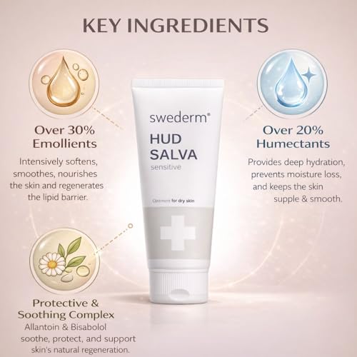 swederm Hudsalva Sensitive Hand Cream 1.69 Oz - Soothing and Moisturizing Hands and Foot Cream - Healing Ointment with Glycerine - Nourishes & Repair Dry Skin and Callus - Fast Absorbing - size: 1.69 Fl Oz (Pack of 1)