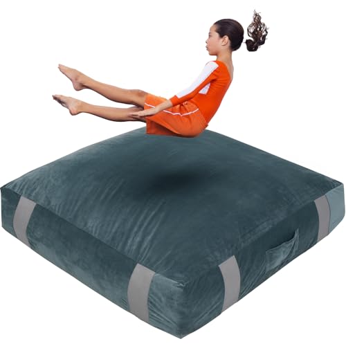 FINCOME Crash Sensory Pad for Kids Autistic Kids Landing Zone Sensory Tool | 2-Layer Foam for Autism, Easy-Clean Velvet Cover, Multi-Use/SIZE, Indoor & Outdoors Use Kids Jumping Pillow, Anxiety Relief - color: Gray, size: 5x5 Feet
