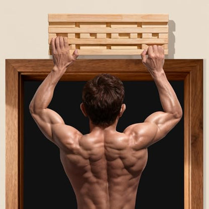 DIY Hangboard Rock Climbing, Wooden Climbing Hang Board as Training Fingerboard with Magnetic Multifunctional Block, Doorway Hangboard for Hanging Practice and Finger Strength Training