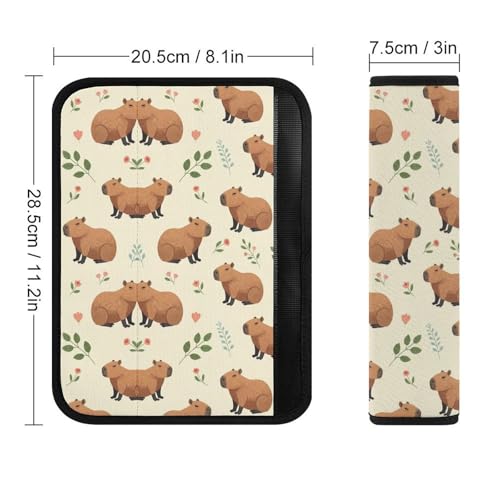 Universal Fit Cute Capybara Flroal Car Seat Belt Pad for Elderly Support, Stroller Pushchair High Chair, 1 Pair Shoulder Harness Cover Neck and Shoulder Support - color: Pattern 1105