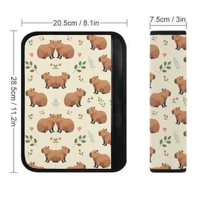 Universal Fit Cute Capybara Flroal Car Seat Belt Pad for Elderly Support, Stroller Pushchair High Chair, 1 Pair Shoulder Harness Cover Neck and Shoulder Support - color: Pattern 1105
