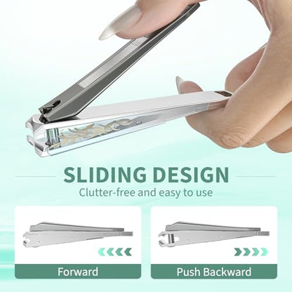 Nail Clippers for Men with Catcher, CLPPNA 2-Pack Large & Small Anti-Splash Nail Clippers Set, Ultra Sharp Sturdy Fingernail and Toenail Clipper Cutters for Men Women, Black - style: 3PCS(Big&Small Nail Clippers)