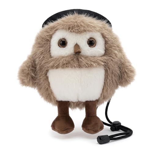 Owl Rock Climbing Chalk Bag, Fun Plush Animal Chalk Pouch with Drawstring, Adjustable Waist Belt for Indoor Outdoor Bouldering Sport Climbing - color: Gray