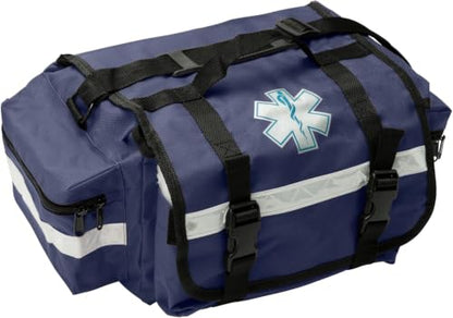 NOVAMEDIC NM-RO63P Professional First Responder Bag, 17” x 9” x 7” Empty EMT Trauma Kit Carrier with Removable Dividers, Reflective Strips, Water-Resistant Base for Emergency Medical Supplies (Blue) - color: Blue