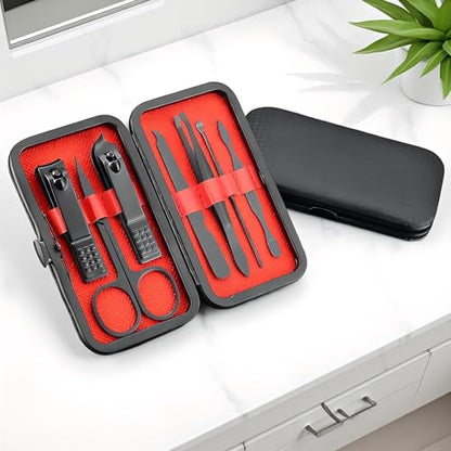 7-Piece Manicure and Grooming Set with Travel Case, Compact Nail Care Tools for Home and On-The-Go Sets