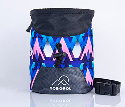 Rock Climbing Chalk Bag | Wide Opening & Fleece Lined | Removable Belt | Large Zippered Pocket | Brush Holder Loops | Bouldering, Gym, Crossfit - color: Moonrise Blue
