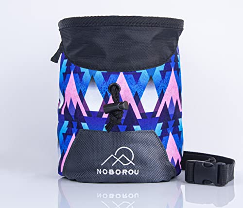 Rock Climbing Chalk Bag | Wide Opening & Fleece Lined | Removable Belt | Large Zippered Pocket | Brush Holder Loops | Bouldering, Gym, Crossfit - color: Moonrise Blue