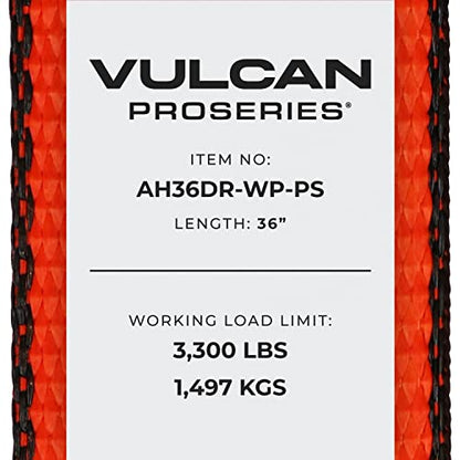 VULCAN Car Tie Down Axle Strap with Wear Pad - 2 Inch x 36 Inch - 4 Pack - PROSeries - 3,300 Pound Safe Working Load - size: 2" x 36" ProSeries Orange (4 Pack)