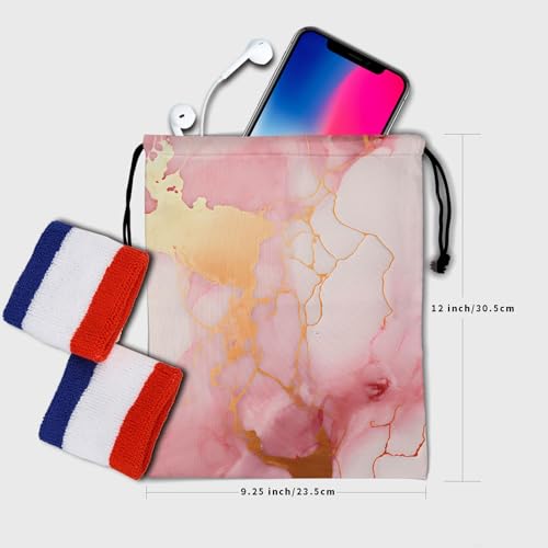 Gymnastics Grip Bag for Gymnasts Gymnastic Drawstring Bag Gym Athlete Bag - color: Pink Marble With Gold Stripes, size: 9.25" x 12" (Pack of 1)