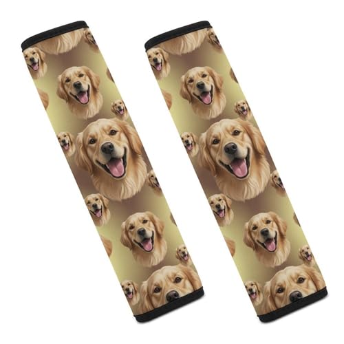 Universal Soft and Comfortable Cute Golden Retriever Art Seat Belt Cover for Kids, Most Cars, 2 Piece Seat Belt Covers Cushion Shock Absorption - color: Pattern 698