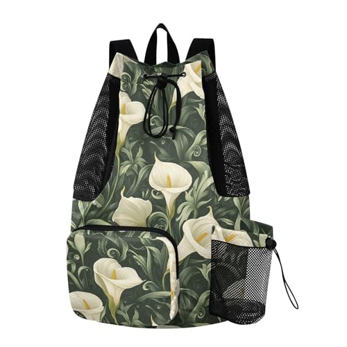 Drawstring Bags For Men Women Climbing Gym Bag With Inside Pockets String Back Pack Waterproof Retro Vintage Calla Lily Flowers