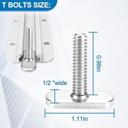 T Bolts for Kayak Track/Rail, Kayak Track Mount Accessories Screws 1 Inch Long, Nuts 1/2 Inch Wide, Kayak Hardware T-Slot Bolts 6 Pack - size: 1 Inch