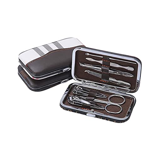 7-Piece Manicure Set - Stainless Steel Nail Clippers & Grooming Kit with Leather Case - Perfect for Home, Travel, Gifts, & Outdoor Use for Men & Women