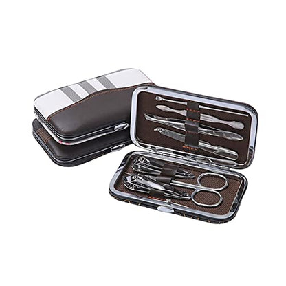 7-Piece Manicure Set - Stainless Steel Nail Clippers & Grooming Kit with Leather Case - Perfect for Home, Travel, Gifts, & Outdoor Use for Men & Women