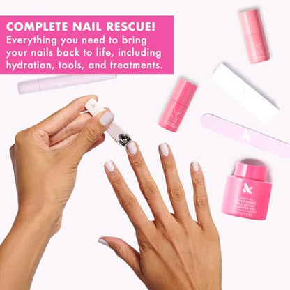 Olive & June Nail Rescue Set | Strengthener, Hardener, Cuticle Oil, Serum, Nail Tools & Nourishing Remover Pot | At-Home Nail Recovery Kit for Dry, Damaged Nails | Vegan, Cruelty-Free