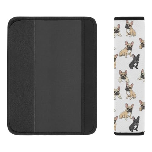2PCS French Bulldog Cute Dog Cartoon Car Seat Straps Shoulder Pads Universal Soft and Comfortable Seat Belt Covers Cushion for Child, All Vehicles, Shock Absorption - color: Pattern 250