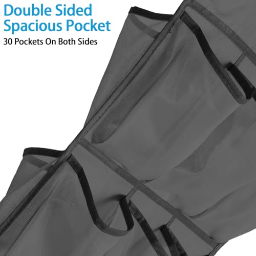 2Pcs Dual Sided Hanging Shoe Organizer, 30 Large Pockets, Black | 360 Rotating Hanger, Space Saving Storage Bag, For Closet Bedroom Laundry Room - color: Black 2PCS