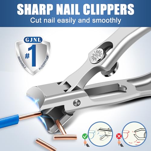 Toenail Clippers for Thick Toenails, Slanted Nail Clippers for Men | Stainless Steel Edgy Nail Clipper for Thick Nails, Portable Ultra Sharp Nail Clippers Set with Nail File