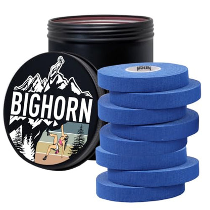 Bighorn Athletics Climbing Finger Tape with Retro Design Female Climber Tin Canister, 0.5-Inch x 45-feet, 8-Rolls, Blue - color: Blue