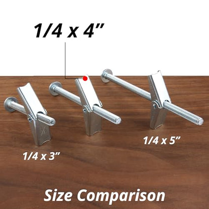HASWARE Toggle Bolt Zinc Plated Steel and Wing Nut for Hanging Heavy Items on Drywall 1/4x4 (8 Pack) - size: 1/4x4" (8 Pack)