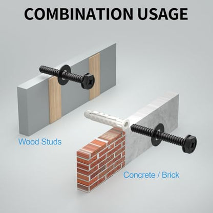HOME VISION Wall Anchors Hardware Kit for TV Wall Mount - Including M7 Lag Bolts, Wall Anchors, Washers, Allen Key, Bubble Level, TV Mounting Screws Kit for Wood Stud/Brick/Concrete Wall Installation