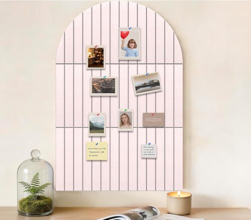 Large Arched Felt Bulletin Board 35" x 24",Cork Board Alternative - 6 Customized Felt Wall Tiles with Push Pins, Cork Boards for Walls Pin Board for Office & Home Panels - Oatmeal - color: Oatmeal