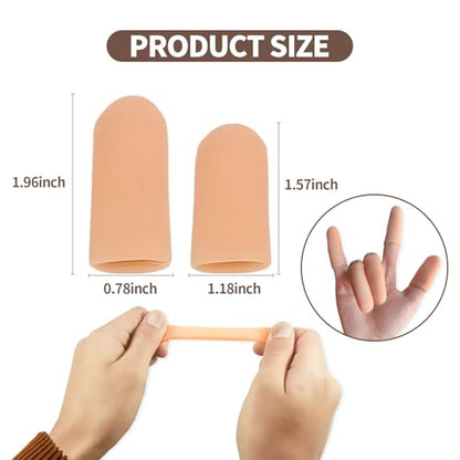 20PCS Silicone Finger Sleeve Thumb Guard, Finger Condom for Wounds Hand Eczema, Finger Arthritis, Thumb Bandage Injury Prevention Gloves Thumb Glove Protector 2 Sizes Gel Finger Support Cots(Nude) - size: 20pcs