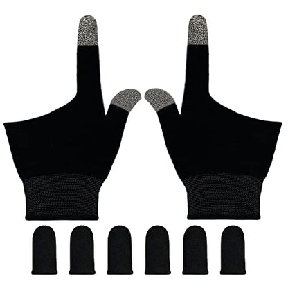 Gaming Gloves for Sweaty Hands, Ultra-Thin Breathable Touchscreen Game Gloves with Thumb Finger Sleeves for iPad Tablet/Mobile Phone - size: Medium