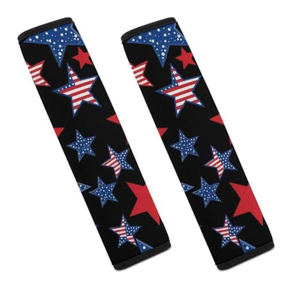 1 Pair Universal Soft and Comfortable Seat Belt Shoulder Pad for Adult Use, Stroller Pushchair High Chair, American Patriotic Stars Flag Neck Strap Covers, Anti-Slip Pad - color: Pattern 961