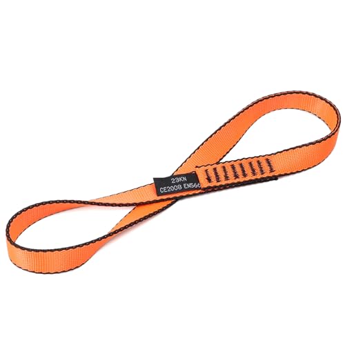 18mm Nylon Climbing Sling Runner 23KN-CE2008 EN566 Certified Webbing Straps | Climbing Sling for Rock Climbing, Rappelling, Arborist Tree Work, Hammock Rigging, Yoga Swing & Outdoor Safety Gear - color: Orange-1pcs, size: 30cm