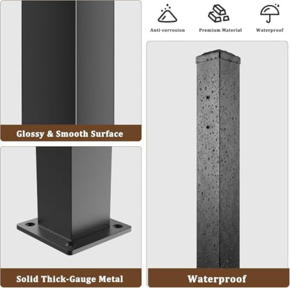 Deck Post,2.8 in. x 2.8 in. x 39 in Opposite Double Side Hole Universal Middle Railing Post with Screws Ending Support Post for Deck Porch Balcony Stair Railing System - size: 39 In Opposite Post