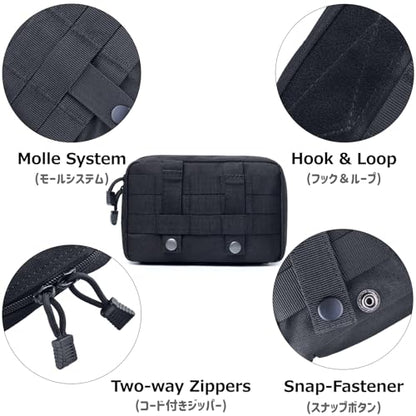 Azarxis Equipment Multi-Purpose Tactical EDC Admin MOLLE Pouch Utility Tools Bag Organizer Military Waist Belt Modular Attachment - color: #02 - Black