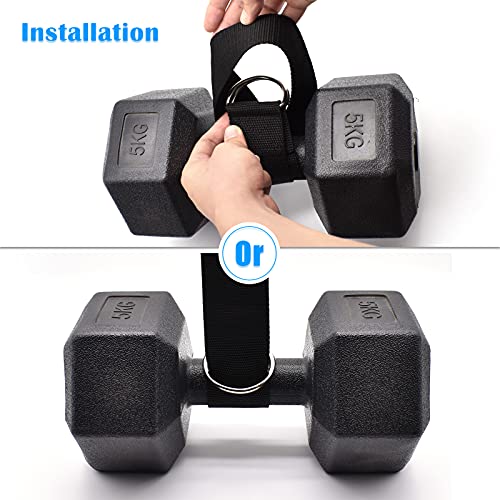 Brebebe Farmer Walk Handles Straps 2 T Bar Row Straps Multifunction Fitness Rope, Heavy Duty T-bar Strap, Dumbbell Strap for Dip Belt, Barbell Strap Rope Handles Strap, Hanging Strap Workout Equipment