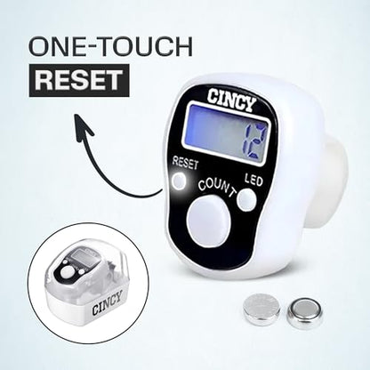 CINCY Clicker Counter with LED for Day & Night Use - Instant Reset, Accurate & Quiet, Long Battery Life - for People, Laps, Pitch, Golf, Baseball, Fish Counting, for Prayer, Everyday Prayer – 1 Pack - color: White