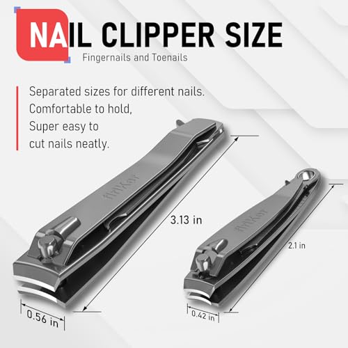 firiKer Nail Clipper Set, Sturdy Stainless Steel Fingernails & Toenails Clippers & Nail File, Sharp Effortless Fingernail Toenail Trimmer, Portable Nail Cutter for Women Men（Gray） - color: Gray