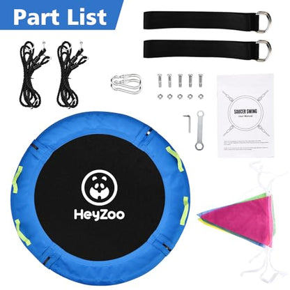 HeyZoo Tree Swing, Saucer Swing 40 Inch for Kids, Outdoor Swing, Blue | 900lbs Weight Capacity, with Adjustable Hanging Straps, for Backyard and Playground - size: 40 Inch