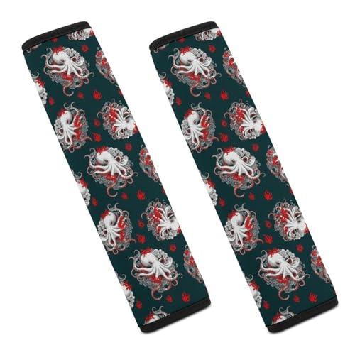 Universal Fit Seat Belt Shoulder Pad for Adult Use, Most Cars, 2 Pack Artistic Octopus Clouds Harness Pads Strap Pressure Relief - color: Pattern 281