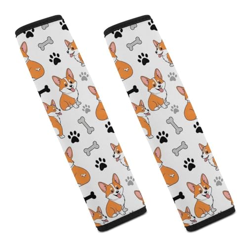 2PCS Universal Soft and Comfortable Seat Belt Cover for Kids, All Vehicles, Corgi Dogs Shoulder Protector, Comfortable Driving - color: Pattern 804