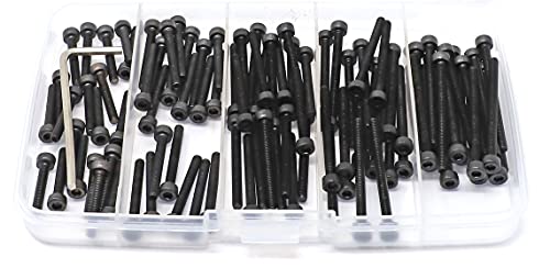 iexcell 100 Pcs M3 x 20/25/30/35/40 Alloy Steel 12.9 Grade Hex Socket Head Cap Screws Bolts Assortment Kit, Black Oxide Finish - size: M3 x 20/25/30/35/40mm