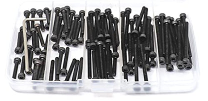 iexcell 100 Pcs M3 x 20/25/30/35/40 Alloy Steel 12.9 Grade Hex Socket Head Cap Screws Bolts Assortment Kit, Black Oxide Finish - size: M3 x 20/25/30/35/40mm