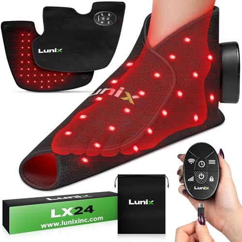 Lunix LX24 Red Light Therapy for Feet, Near Infrared Therapy for Circulation & Joint Support, Portable, Rechargeable, Adjustable Intensity, Black - size: Foot