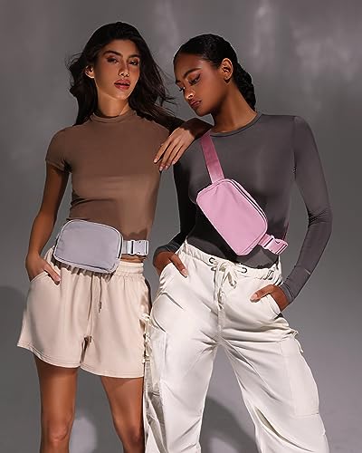 YOSHUYUKI Fanny Pack Crossbody Bag Trendy Waterproof Small Sling Cross Body Purse for Women Men Fashion Waist Packs Mini Belt Pouch Chest Bum Hip Bag Lulu Dupes for Travel Vacation Running Pink - color: Pastel Pink