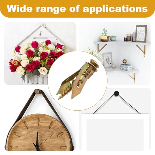 DFD 200 PCS Self Drilling Drywall Anchors 2025 Upgraded Zinc Plated Steel Wall Anchors Easy Application no Drill or Holes in Wall (100 PCS zinc Screw and 100 PCS Steel Anchors 0.47X1.18in)