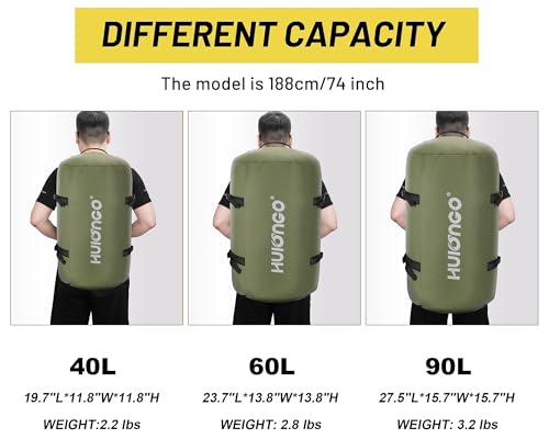Hulongo Waterproof Duffel Bag Backpack for Men, Green, 90L | Large, Mens Duffel Backpack Bags, Traveling, Heavy Duty - color: Green, size: 90L